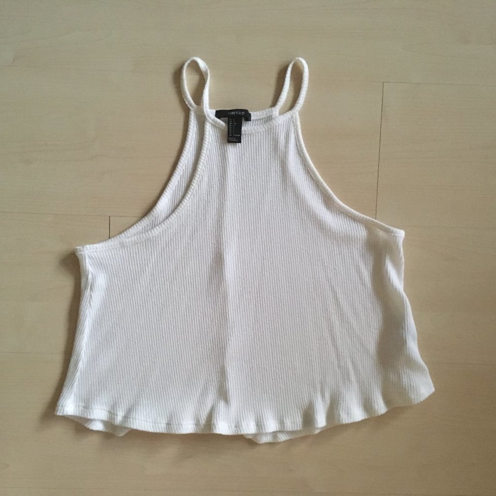 Off White Forever 21 Halter Neck Crop Top 🦢